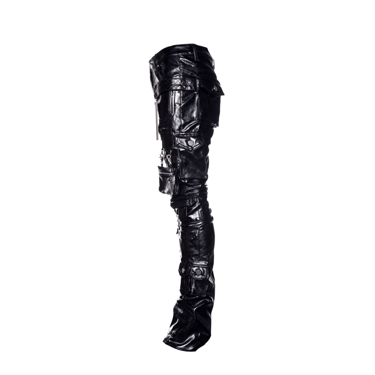 Guapi Obsidian Black Tactical Men's Leather Stacked Pants - SIZE Boutique