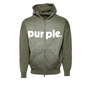Purple Brand Lowercase Zip Up Green Hoodie - SIZE Boutique