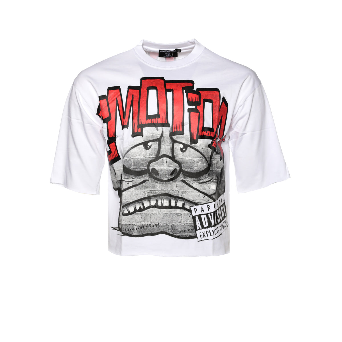 Mixed Emotions Monster Men's White Cropped Tee - SIZE Boutique