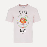 Mixed Emotions Orange Mascot Graphic Streetwear T-Shirt in Pink and Blue at SIZE Boutique