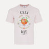 Mixed Emotions Orange Mascot Graphic Streetwear T-Shirt in Pink and Blue at SIZE Boutique