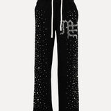 ShopSizeUSA Black Pearl Sweatpants Black Front View at SIZE Boutique