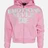 Emotions Never Die Rhinestone Logo Full-Zip Fleece Hoodie in Pink at SIZE Boutique