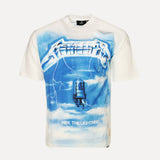 Metallica Ride the Lightning T-Shirt White Blue Front View at SIZE Boutique