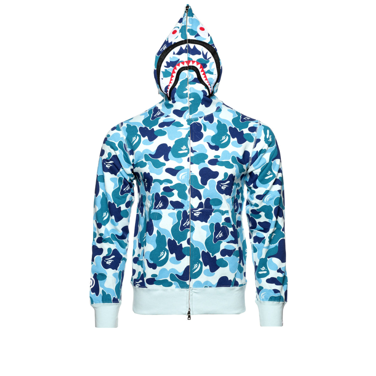BAPE Shark full zip hoodie jacquard camo blue A Bathing Ape Size L