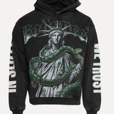 GodSpeed Slizzy VVS Rhinestone Graphic Pullover Streetwear Hoodie in Black at SIZE Boutique