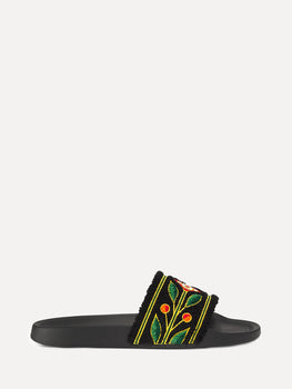Casablanca Embroidered Black Terry Slides -SIZE Boutique