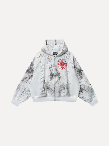 Red Embroidered Hoodie