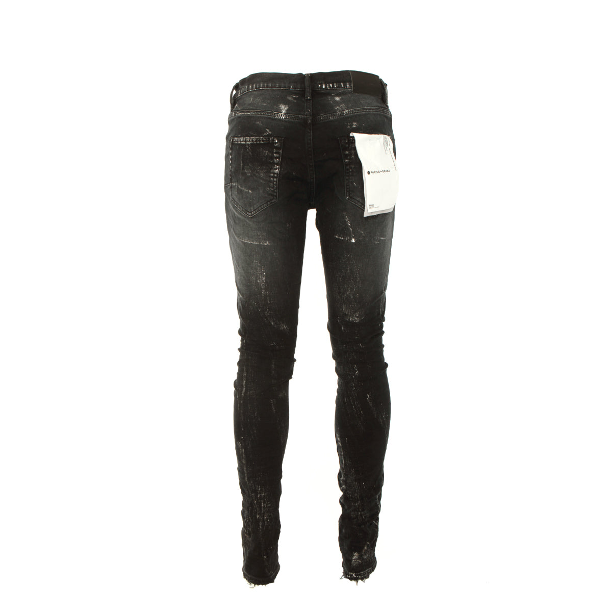 PURPLE Brand P001 Black Wash Metallic Silver Men's Designer
