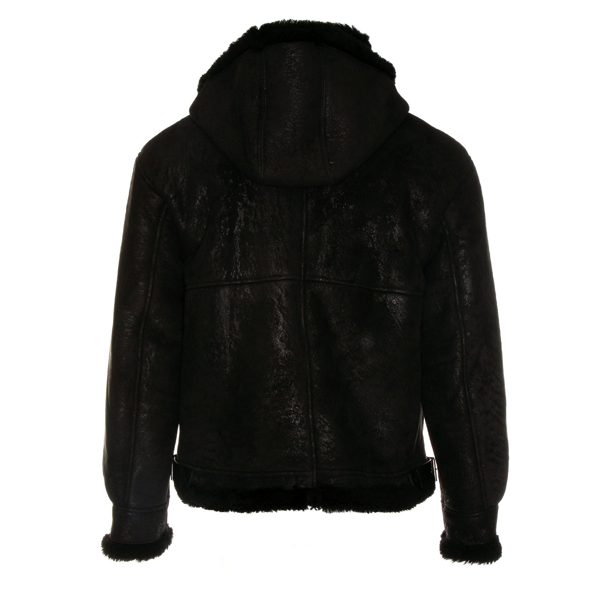 Represent Cracked Shearling Jacket Black