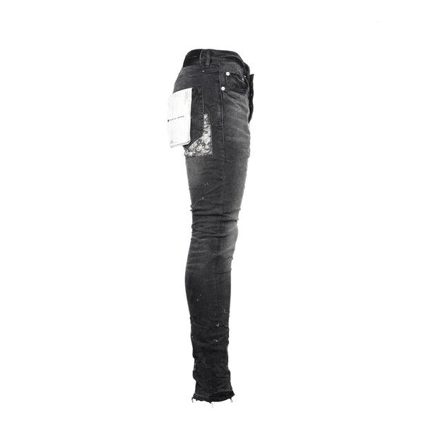 Purple Brand P001 Bandana Print Patch Black Men's Designer Jeans