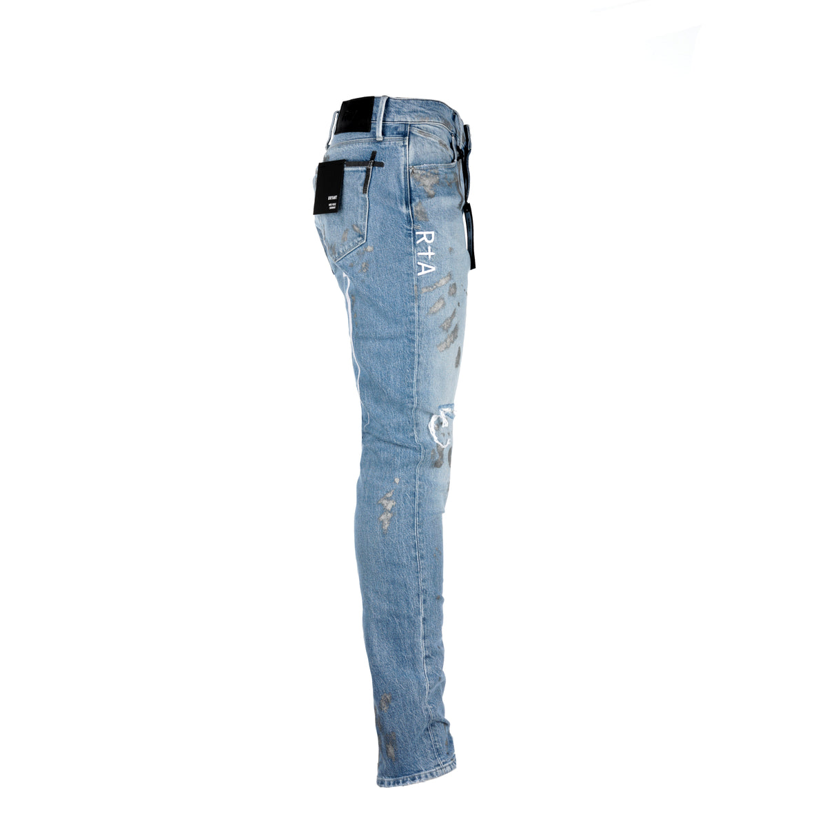 RtA Brand Bryant Mid Blue With Paint Men's Designer Jeans