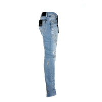 RtA Brand Bryant Mid Blue With Paint Men's Designer Jeans