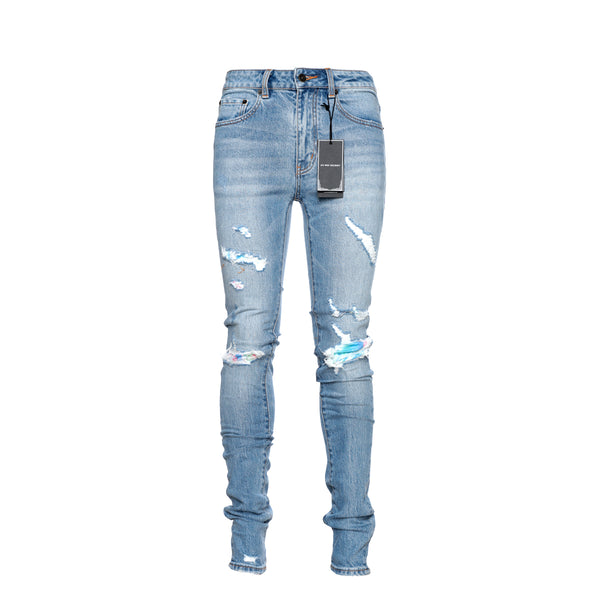 Six Week Residency Hippy Tye Dye Men's Repaired Ultra Skinny Jeans