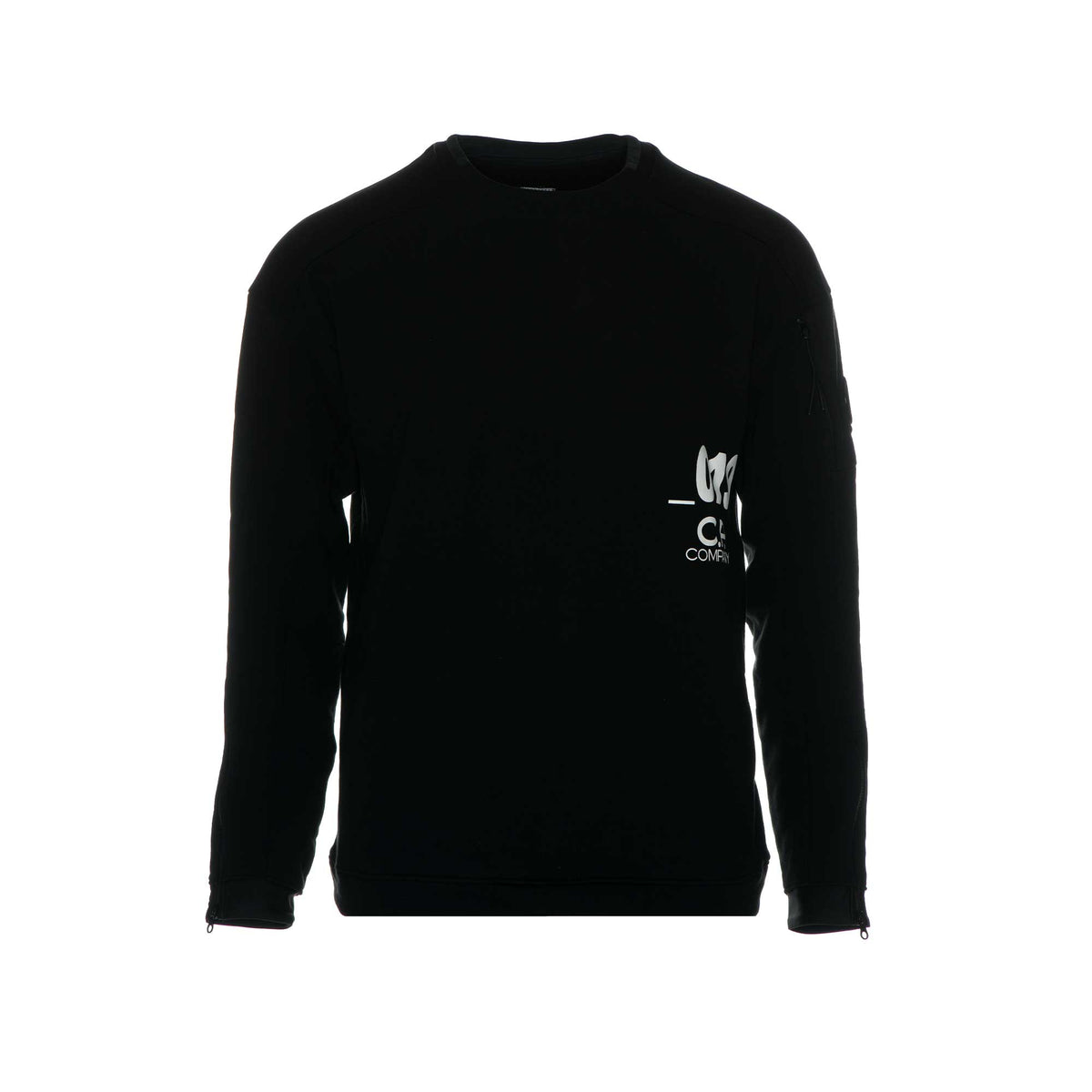 C.P. Company Diagonal Fleece Lens Crew Sweatshirt in Black