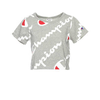 Champion Life Cropped Tee All-Over Logo Grey