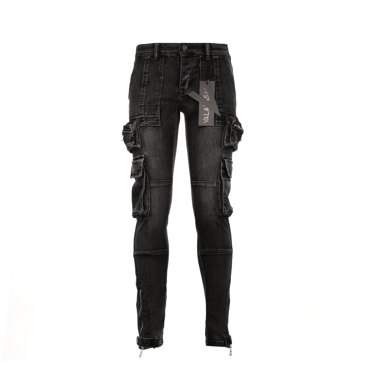 Valabasas "Fighter" Men's Skinny Cargo Black Jeans