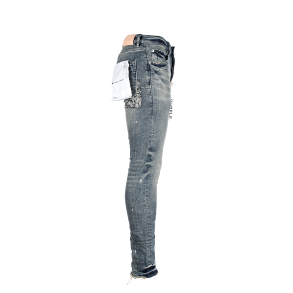 Bandana Print Patch Indigo Jeans