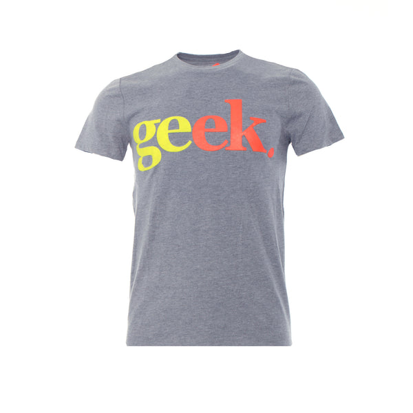 Fashion Geek Neon Geek Logo Men's Graphic Tee Blue Grey