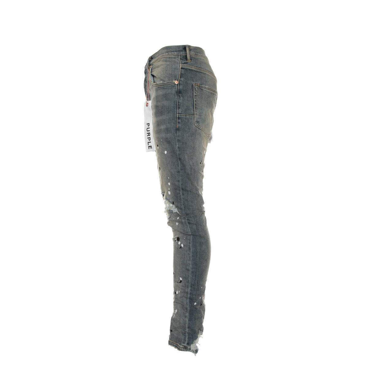 【PURPLE】P002 Mid Indigo Destroy Paint デストロイペイント Purple Brand Mid Indigo Destroy Paint Men's Designer Jeans