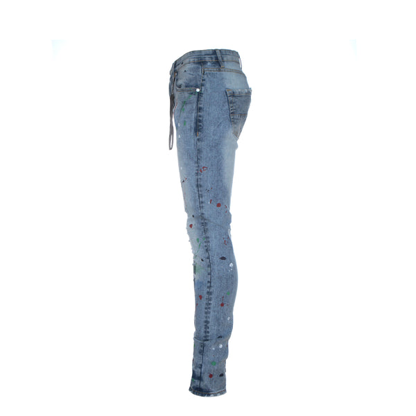 Black Denim "Luxe" Men's Skinny Designer Jeans Blue
