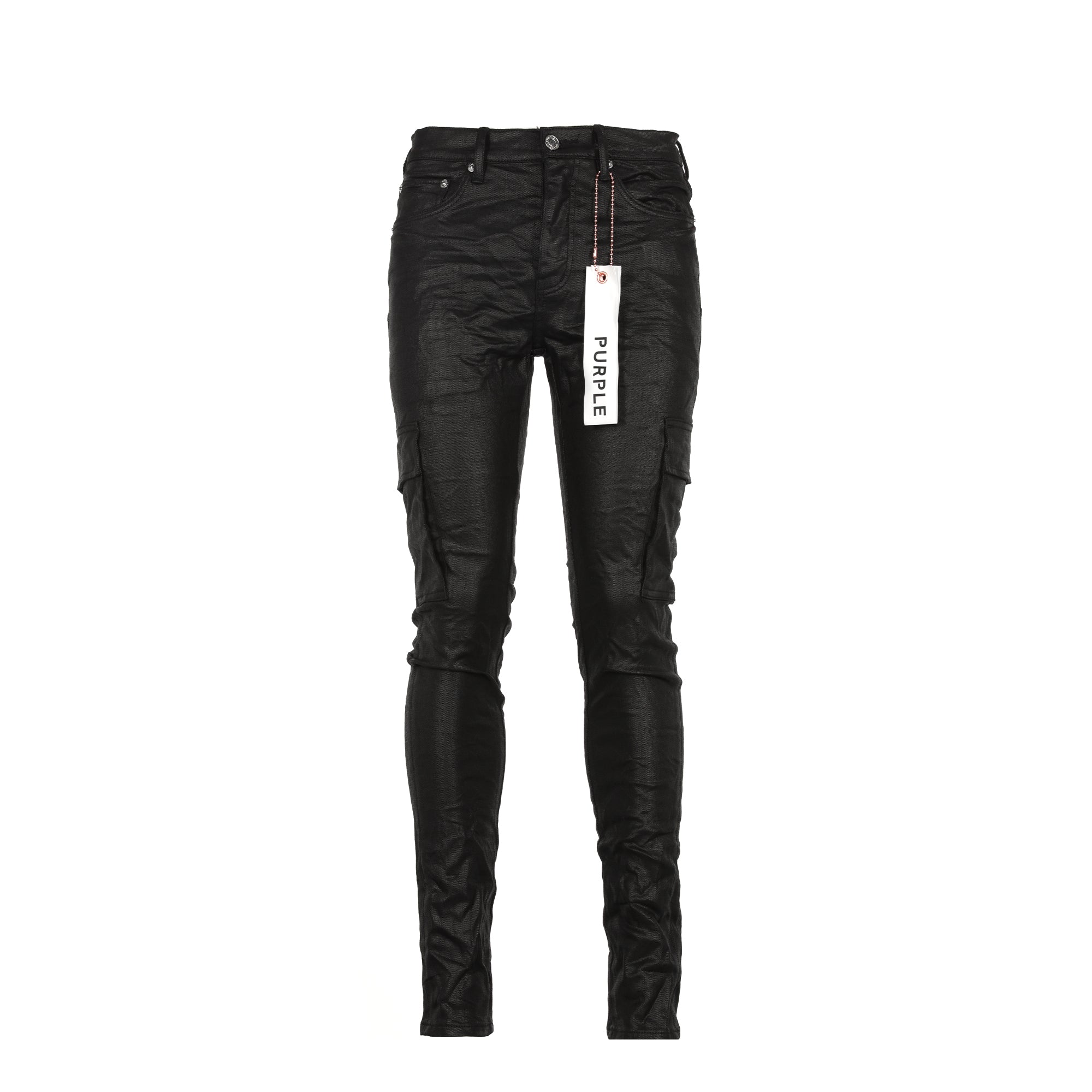 Purple Brand Denim P001 Black Tar Coated Cargo Men's Jeans